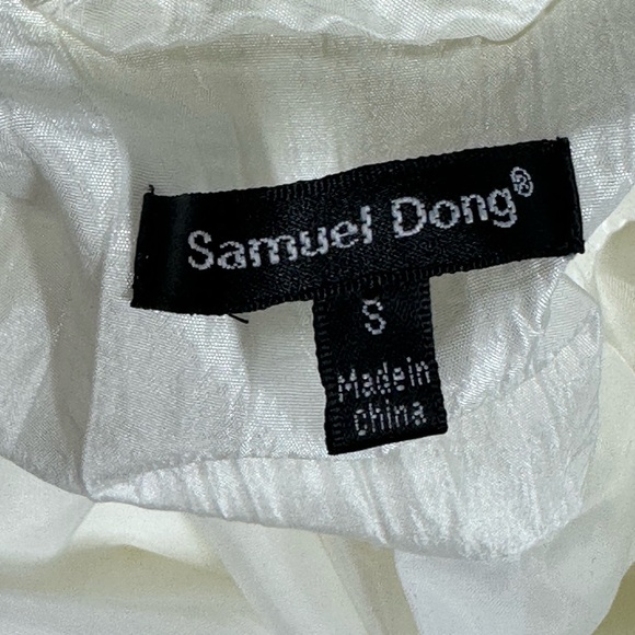 Samuel Dong Crinkle Jacket Bubble Hem Small Ivory Drawstring Waist Lightweight - Picture 7 of 10